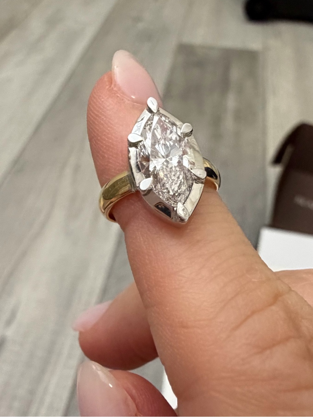 Real Fine Studio Mega Marquise Button Back Ring Size 3 Pinky Ring - Picture 12 of 15